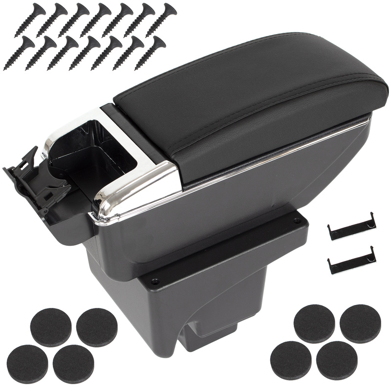 Ford Focus MK3 2014-2018 LIFT podłokietnik ze schowkiem CZARNA EKOSKÓRA + zestaw montażowy