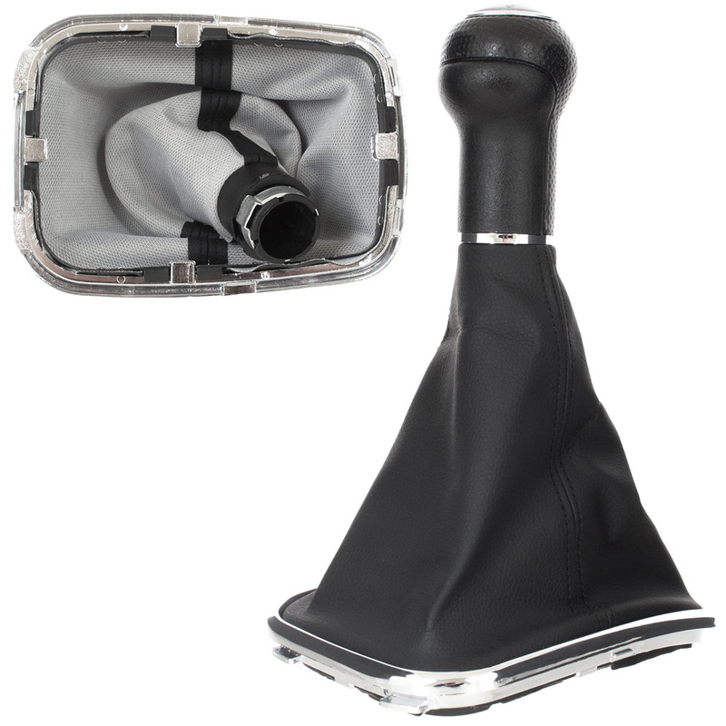 VW GOLF MK4 IV 98-05 Gear / gearbox knob BLACK + SILVER RING + CHROME LID 5+R + Lever Gaiter (22mm DIAMETER)