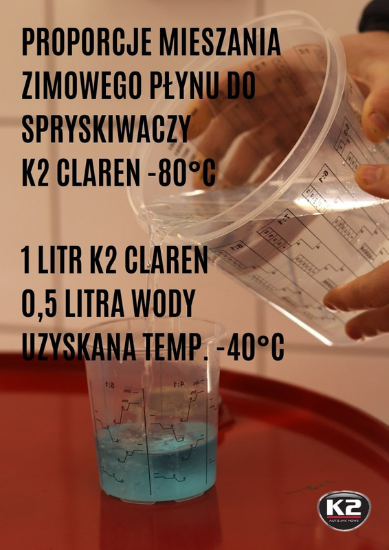 Koncentrat płynu do spryskiwaczy zimowy K2 CLAREN -80°C 1L K611