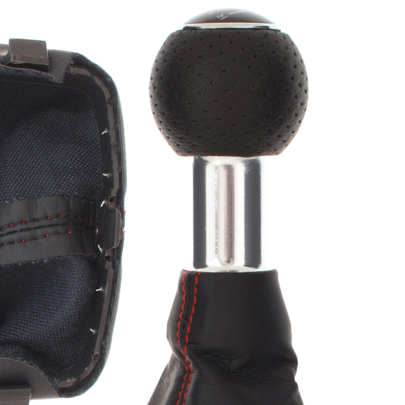 Audi A3 I 8L 96-03 Gear shift knob BLACK + Lever Gaiter BLACK Red thread 6 Gears