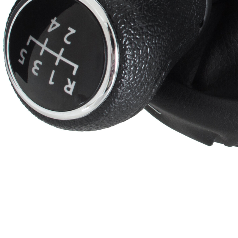 VW T5 / T6 03-11 Gear / gearbox knob BLACK + SILVER RING + BLACK LID 5+R + Lever Gaiter 7H0711113
