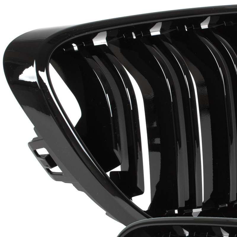 BMW 2 F22 2012- atrapy między reflektory (nerki) lewa + prawa kpl. BLACK GLOSSY DOUBLE BAR