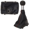Audi A3 I 8L 96-03 Gear shift knob BLACK + Lever Gaiter BLACK Red thread 6 Gears