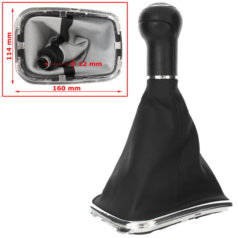 VW GOLF MK4 IV 98-05 Gear / gearbox knob BLACK + SILVER RING + BLACK LID 5+R + Lever Gaiter WITH CHROME FRAME (12MM)