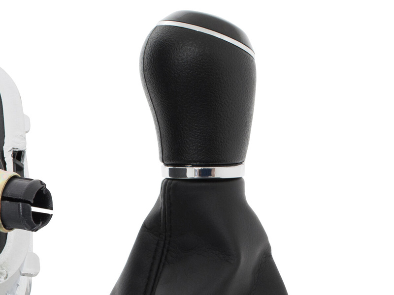 VW Polo V 6R 2009- Gear shift knob BLACK + Lever Gaiter with frame CHROM 5 Gear