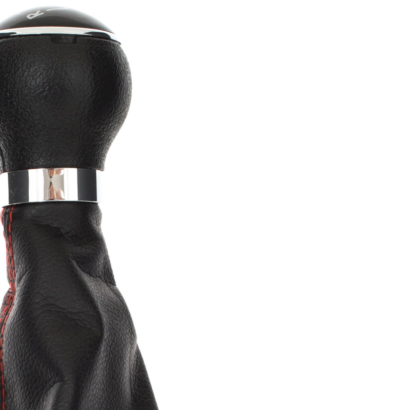 VW Golf V 03-08 Gear shift knob + BLACK Lever Gaiter Red thread + frame CHROM 5 Gear