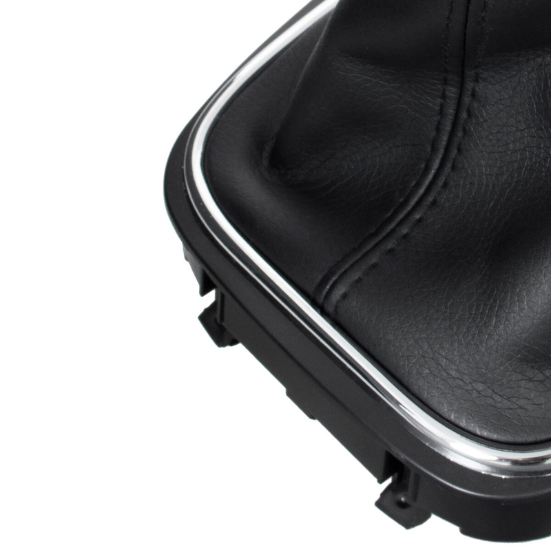 VW GOLF MK6 VI 08-12 Gear / gearbox knob BLACK + SILVER RING + BLACK LID 5+R + Lever Gaiter WITH CHROME FRAME