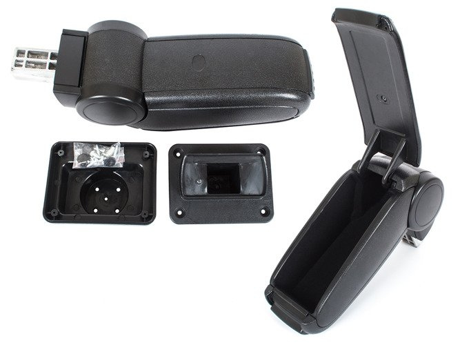 Skoda Fabia I 99-07 armrest set BLACK EKOLEATHER + mounting kit
