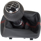 Audi A3 I 8L 96-03 Gear shift knob BLACK + Lever Gaiter BLACK Red thread 6 Gears