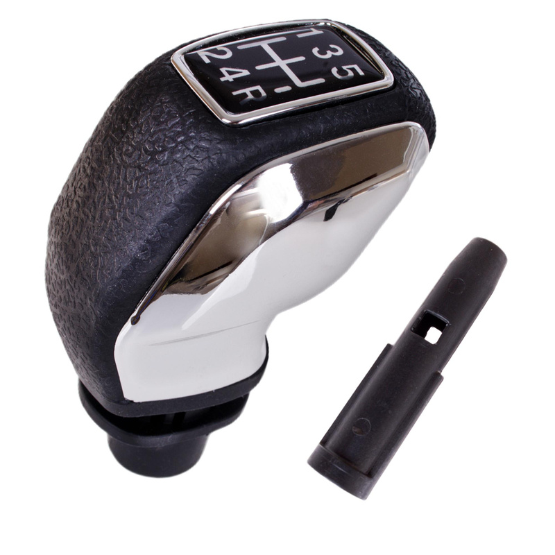 Peugeot 206 207 301 307 308 408 508 2008 3008 gałka zmiany biegów 5 BIEGÓW CHROM z CZARNĄ NAKŁADKĄ i srebrnym schematem + ADAPTER