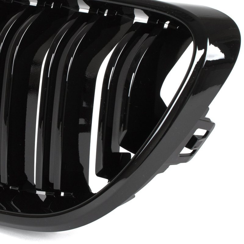BMW 2 F22 2012- atrapy między reflektory (nerki) lewa + prawa kpl. BLACK GLOSSY DOUBLE BAR