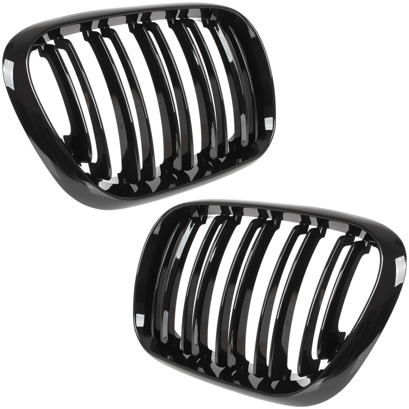 BMW X5 E53 99-03 atrapy między reflektory (nerki) lewa + prawa kpl. DOUBLE SLAT GLOSSY BLACK