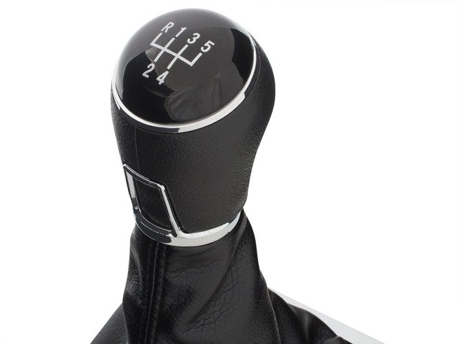 VW Passat B6 06-11 Gear shift knob BLACK + Lever Gaiter with frame CHROM 5 Gear