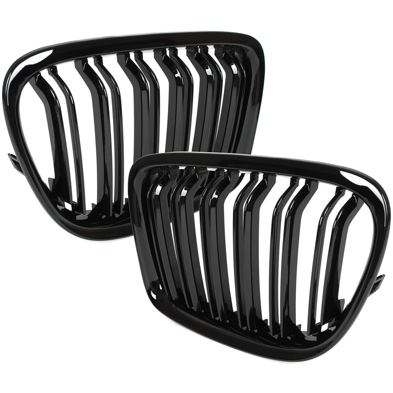 BMW X1 E84 09-15 atrapy między reflektory (nerki) lewa + prawa kpl. BLACK GLOSSY DOUBLE BAR