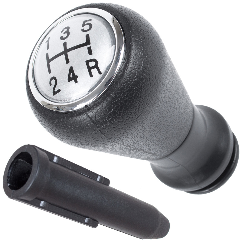 Peugeot 206 gałka zmiany biegów SILVER + CZARNY SCHEMAT 5 BIEGÓW + adapter / przejściówka dźwigni drążka gałki zmiany biegów 2 szt. KPL