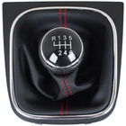 VW Caddy 04-09 gałka zmiany biegów + CZARNY mieszek z CZERWONĄ nitką i ramką CHROM 6 BIEGÓW