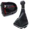 Seat Altea 2004- Gear shift knob BLACK-BEIGE + Lever Gaiter with frame CHROM 5 Gear