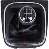 VW Golf V 03-08 gałka zmiany biegów + CZARNY mieszek z CZERWONĄ nitką i ramką CHROM 5 BIEGÓW