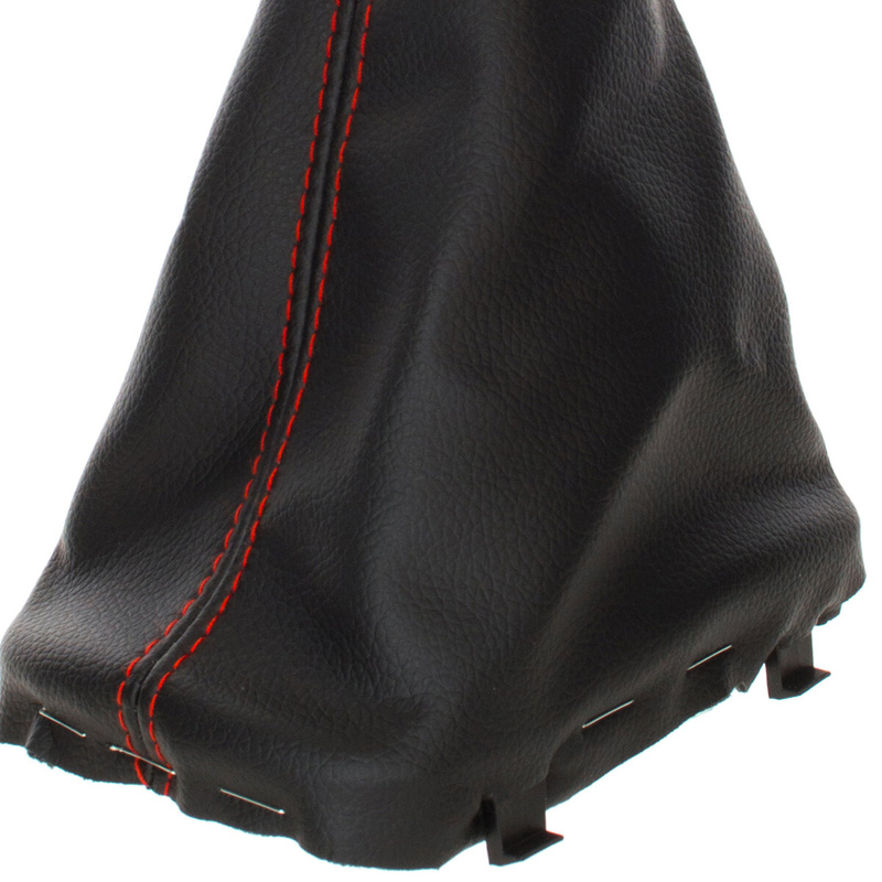Audi A3 I 8L 96-03 Gear shift knob BLACK + Lever Gaiter BLACK Red thread 5 Gear