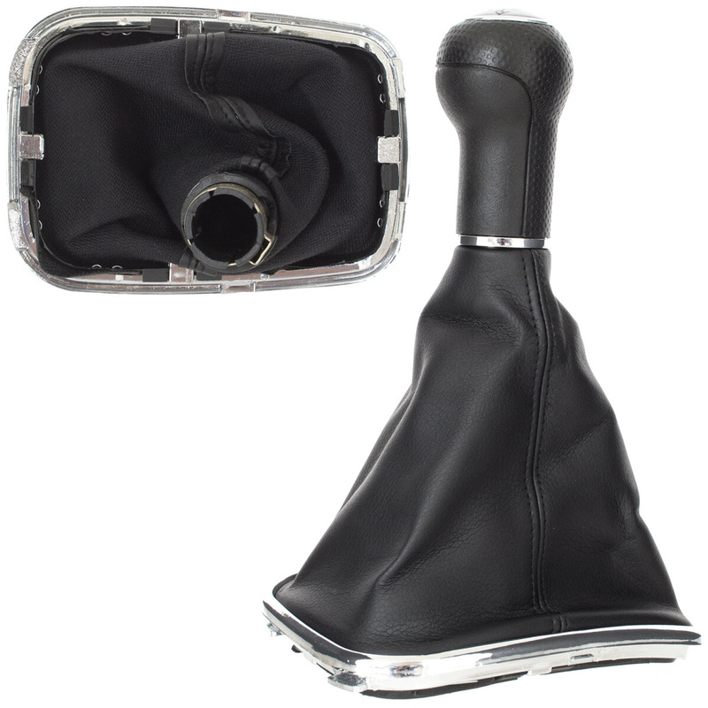 VW Golf IV 97-03 Gear shift knob SILVER + Lever Gaiter with frame CHROM 6 Gears Hole 23MM