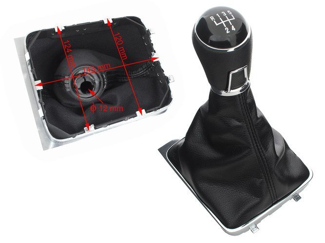 VW Passat B7 10-15 Gear shift knob BLACK + Lever Gaiter with frame CHROM 5 Gear