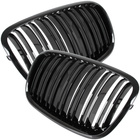 BMW X6 E71 07-14 atrapy między reflektory (nerki) lewa + prawa kpl. BLACK GLOSSY DOUBLE BAR
