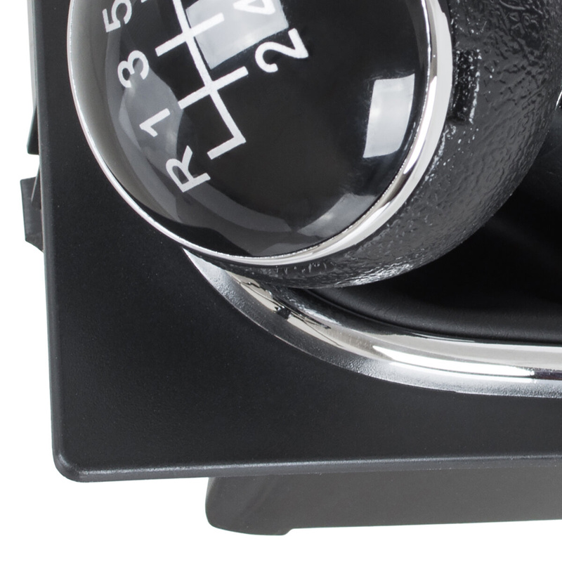 VW CADDY 04-09 Gear / gearbox knob BLACK + SILVER RING + BLACK LID 6+R + Lever Gaiter WITH CHROME FRAME