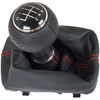 Audi A3 I 8L 96-03 Gear shift knob BLACK + Lever Gaiter BLACK Red thread 6 Gears