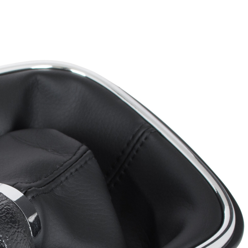 VW GOLF MK6 VI 08-12 Gear / gearbox knob BLACK + SILVER RING + BLACK LID 6+R + Lever Gaiter WITH CHROME FRAME