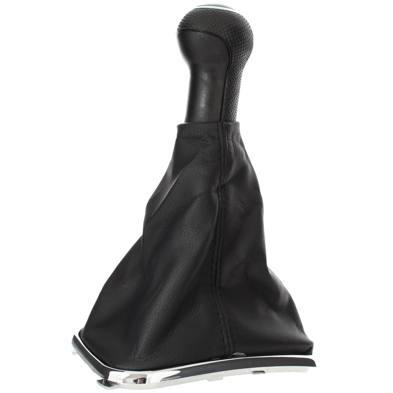 VW Golf IV 97-03 Gear shift knob BLACK + Lever Gaiter with frame CHROM 6 Gears Hole 23MM