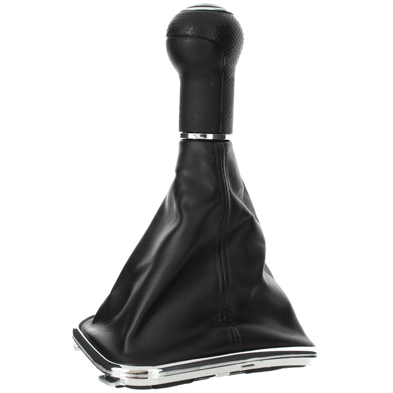 VW Golf IV 97-03 Gear shift knob BLACK + Lever Gaiter with frame CHROM 5 Gear Hole 23MM