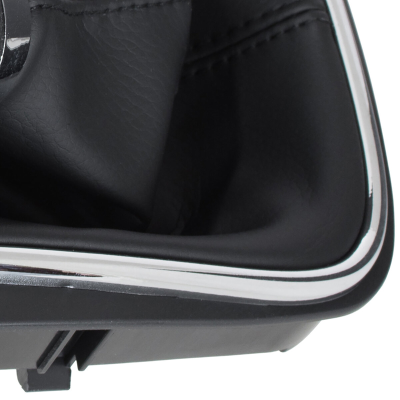 VW GOLF MK6 VI 08-12 Gear / gearbox knob BLACK + SILVER RING + BLACK LID 6+R + Lever Gaiter WITH CHROME FRAME