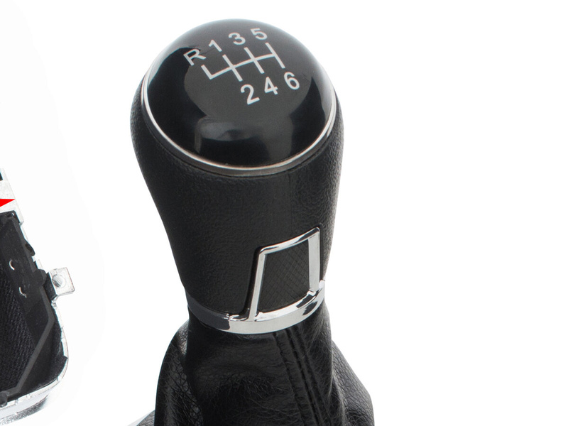 VW Passat B6 06-11 Gear shift knob BLACK + Lever Gaiter with frame CHROM 6 Gears
