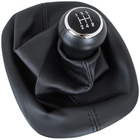 VW PASSAT B5 97-00 Gear / gearbox knob BLACK + SILVER RING + BLACK LID 5+R + Lever Gaiter WITH FRAME (12MM)