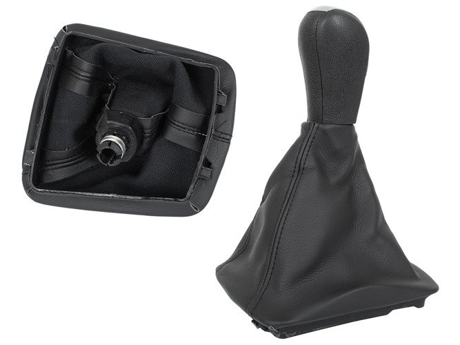Skoda Octavia II 2004- Gear shift knob + Lever Gaiter with frame SILVER 6 Gears