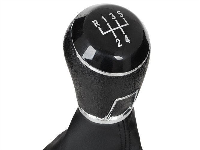 VW Polo V 6R 2009- Gear shift knob BLACK + Lever Gaiter with frame CHROM 5 Gear