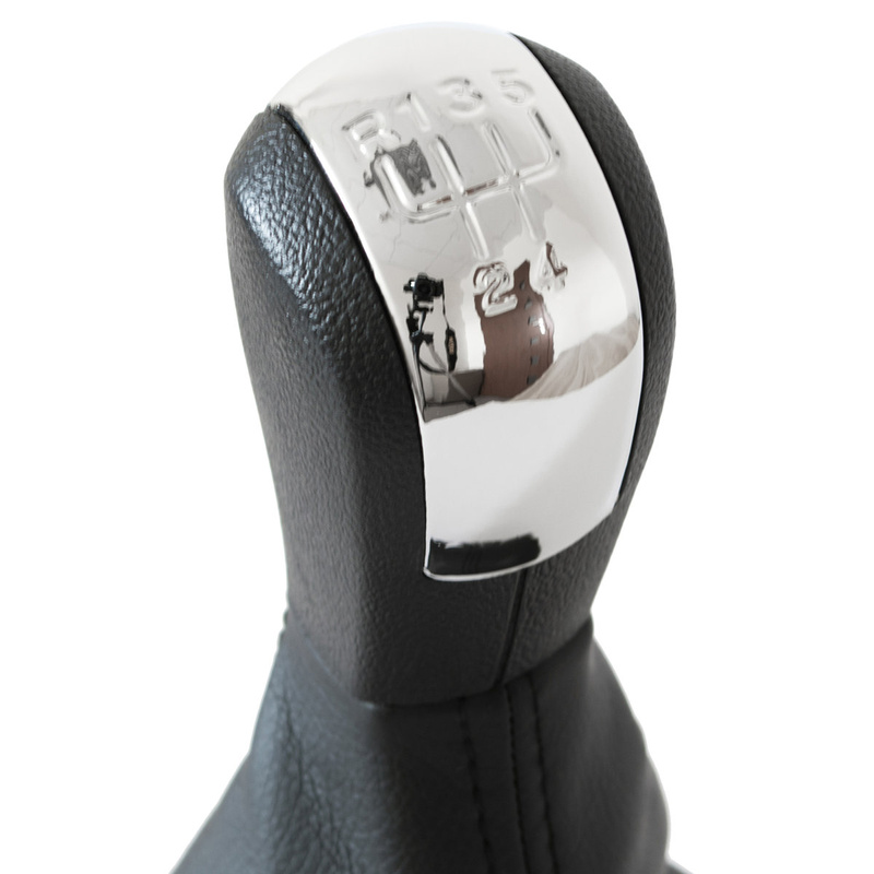 SKODA OCTAVIA MK2 II 04-11 Gear / gearbox knob BLACK + CHROME LID 5+R + LEATHER Lever Gaiter WITH FRAME