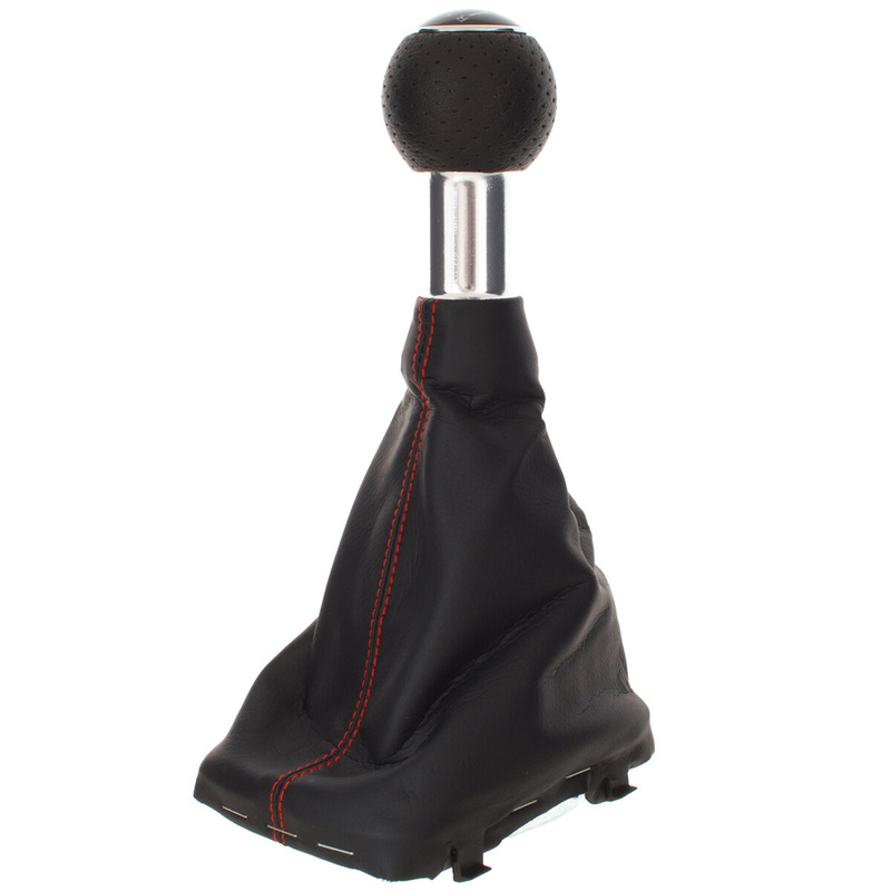 Audi A3 I 8L 96-03 Gear shift knob BLACK + Lever Gaiter BLACK Red thread 6 Gears