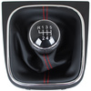 VW Golf V Plus 05-08 gałka zmiany biegów + CZARNY mieszek z CZERWONĄ nitką i ramką CHROM 6 BIEGÓW