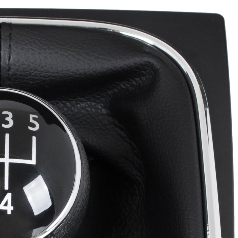 VW GOLF MK6 VI 08-12 Gear / gearbox knob BLACK + SILVER RING + BLACK LID 5+R + Lever Gaiter WITH CHROME FRAME