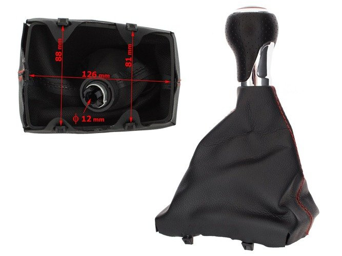 Audi A5 8T 07-16 Gear shift knob black + CHROM 6 speed + Gear Shift Lever Cover / Gear stick gaiter black
