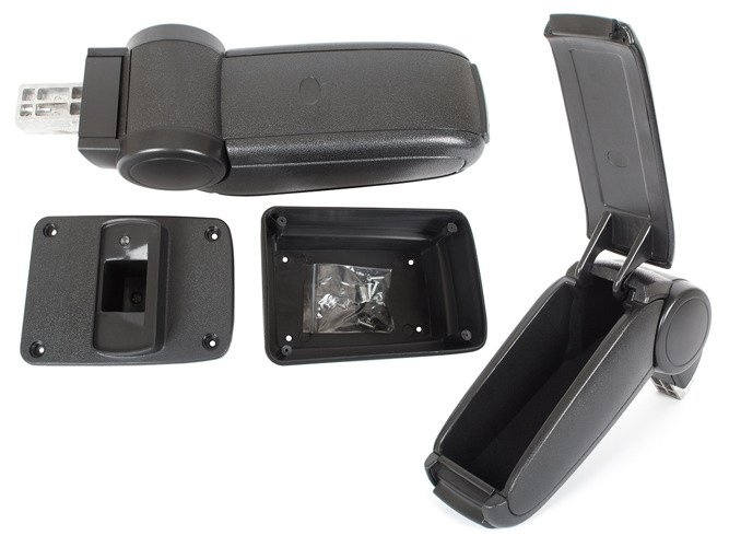 Skoda Fabia III 2014- armrest set BLACK EKOSKORA + mounting kit