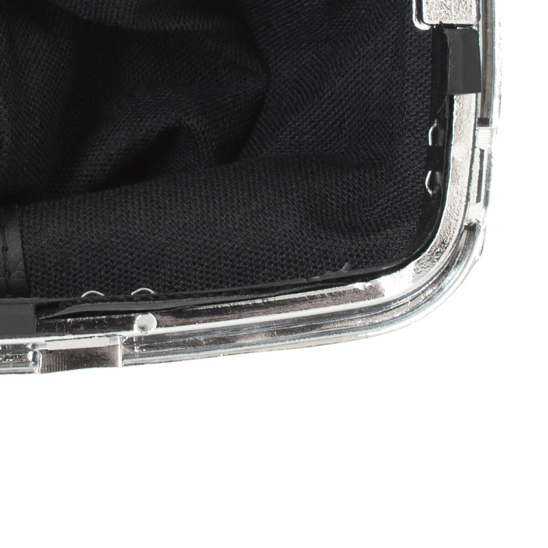 VW BORA 98-05 Gear / gearbox knob BLACK + SILVER RING + CHROME LID 5+R + Lever Gaiter (12mm DIAMETER)