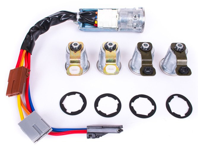 Peugeot Partner 96-07 Ignition set + 4 Locks / barrels / lock inserts set (without Immobilizer / chip)