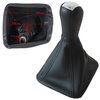 SKODA OCTAVIA MK2 II 04-11 Gear / gearbox knob BLACK + CHROME LID 5+R + LEATHER Lever Gaiter WITH FRAME