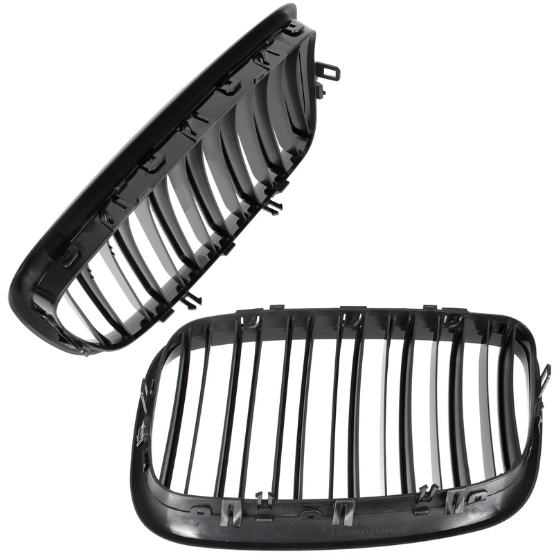 BMW X5 E70 06-13 atrapy między reflektory (nerki) lewa + prawa kpl. BLACK GLOSSY DOUBLE BAR