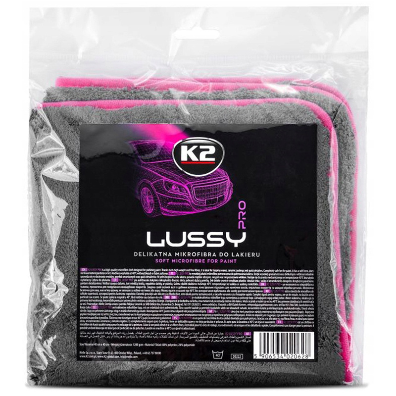 K2 Ręcznik z Mikrofibry LUSSY 40x40 do Osuszania Polerowania Gruby 1200g/m2 D0222
