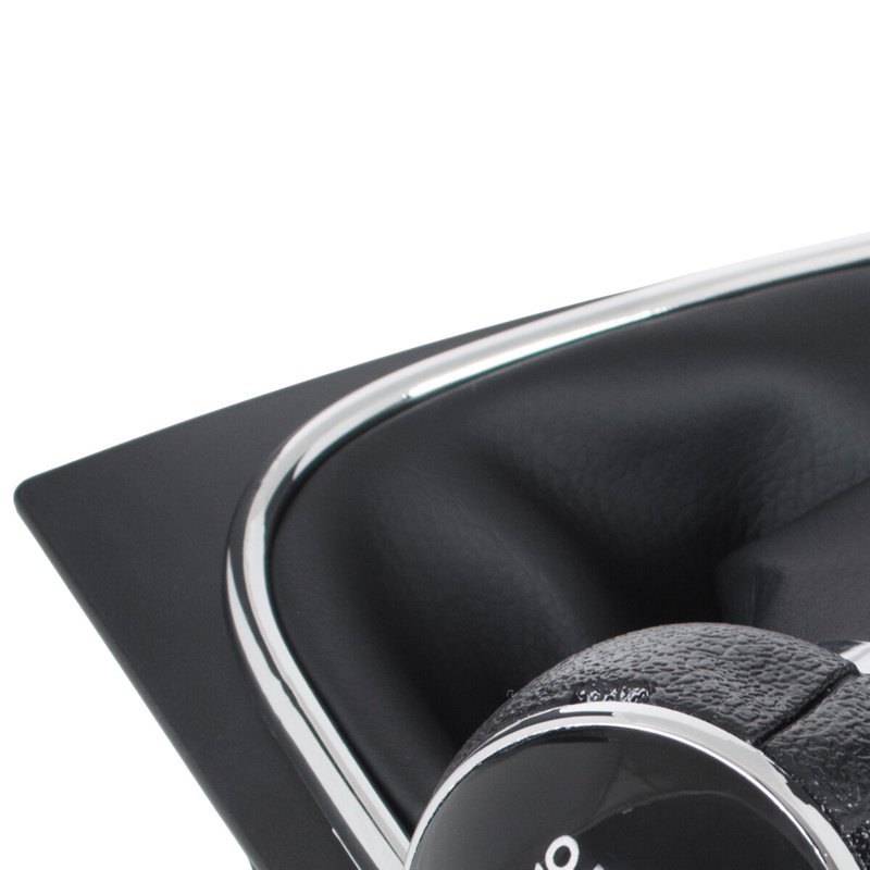 VW GOLF MK6 VI 08-12 Gear / gearbox knob BLACK + SILVER RING + BLACK LID 6+R + Lever Gaiter WITH CHROME FRAME