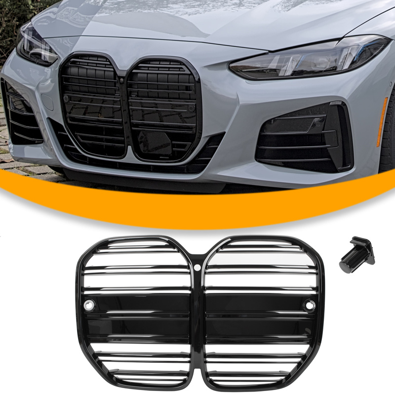BMW 4 G22 G23 2020- atrapa między reflektory (nerki) BLACK GLOSSY + ZAŚLEPKA