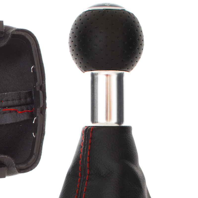 Audi A3 I 8L 96-03 Gear shift knob BLACK + Lever Gaiter BLACK Red thread 5 Gear